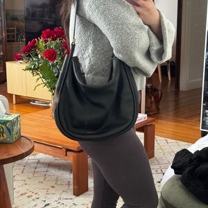 SLOUCHY Marc Jacobs Leather Saddle Hobo Shoulder Bag Black